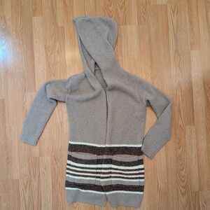 Mystree Taupe and Brown Striped Hooded Sweater